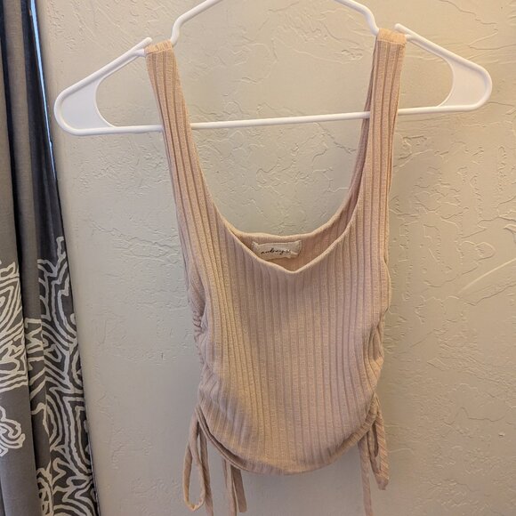 Tan Scrunch Crop Top - Picture 1 of 3